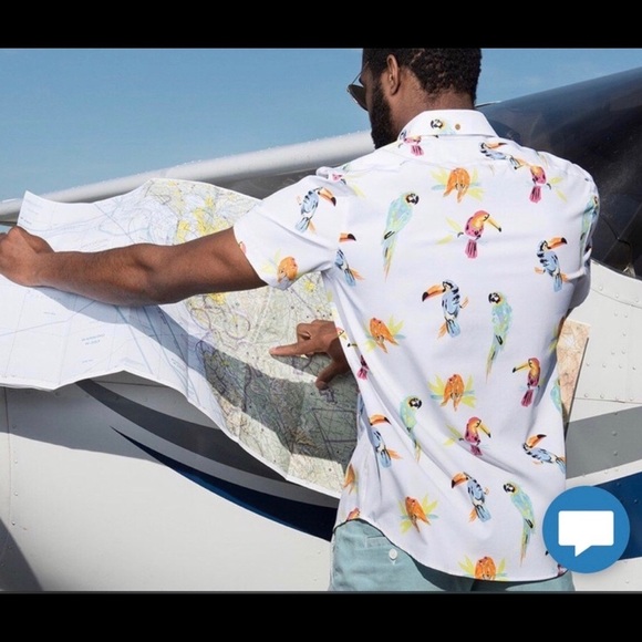 Chubbies Mens Dude Where’s Macaw silky shirt NWT - Picture 2 of 5